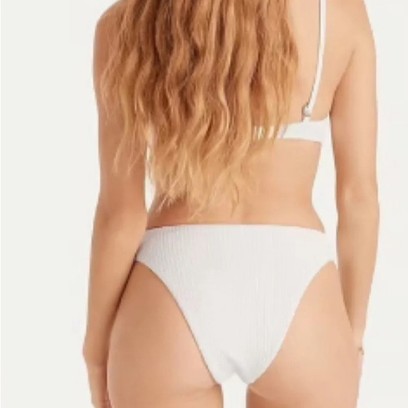 J.Crew Textured Curved Waist Cheeky Bikini Swim Bottom White Size Medium - Picture 3 of 4